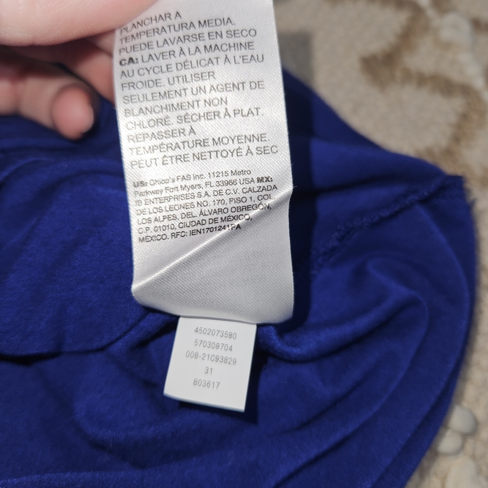 Chico's Tunic Top Classic Women's Size 2 / Large Royal Blue Shirt Tee Rayon - Picture 13 of 15